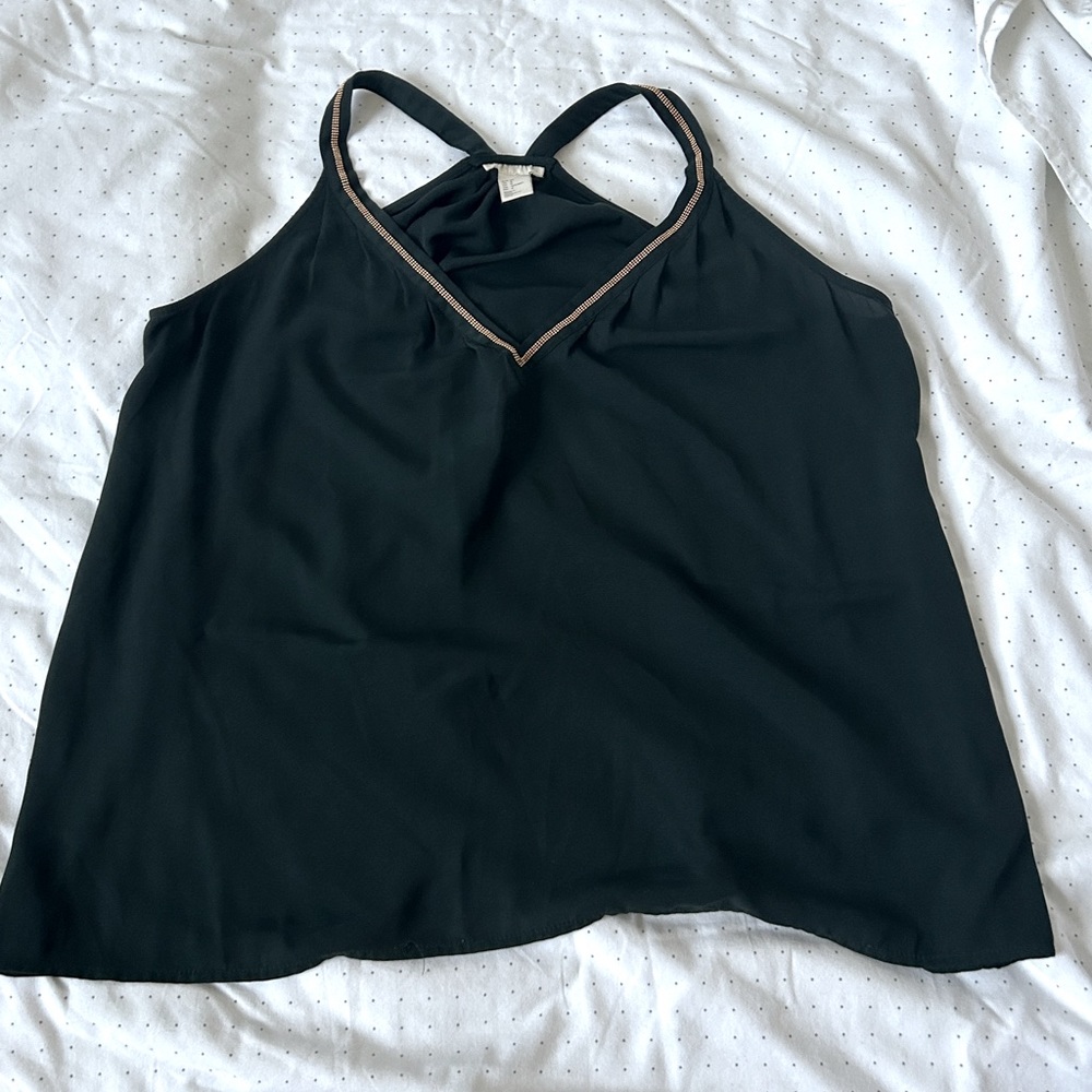 Green Racerback Tank Top w/Gold Bedding around Straps